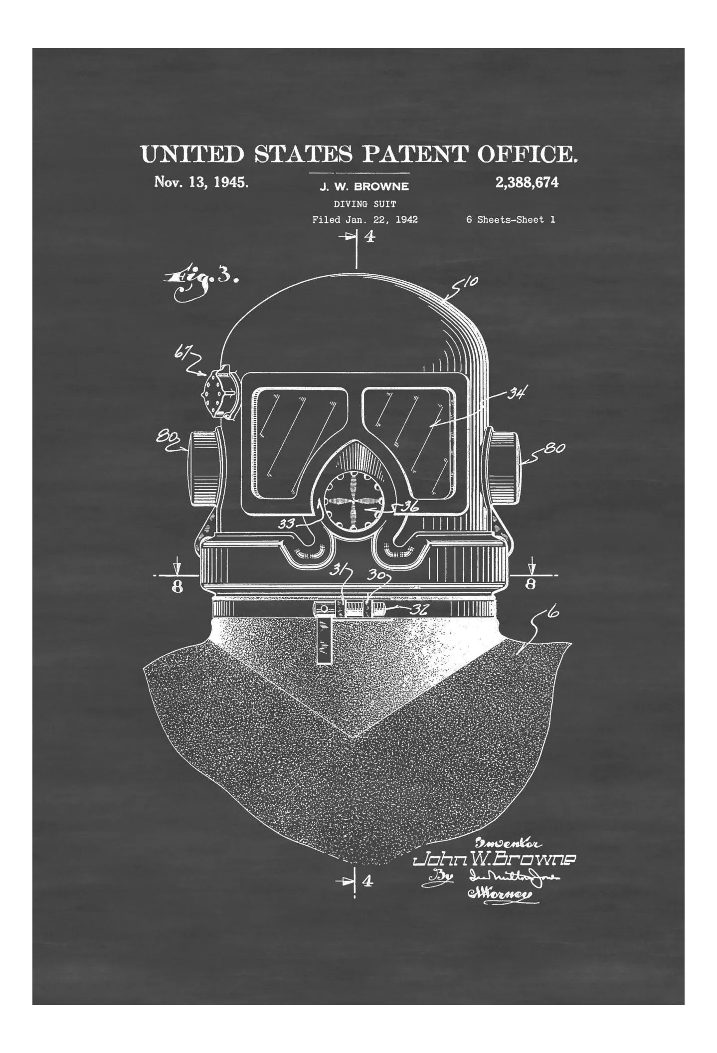 Diving Suit Helmet Patent, Patent Poster, Wall Decor, Diver Gift, Scuba Gift, Scuba Diver, Deep Sea Diver, Nautical Decor, Beach House Decor