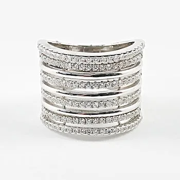 Elegant Multi Row Style CZ Silver Ring