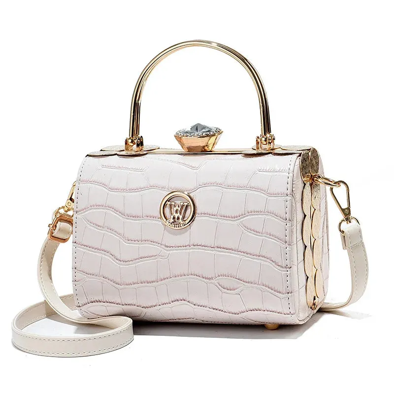 Elegant Small Square Bright Leather Handbag - High-Quality Women's Shoulder Bag