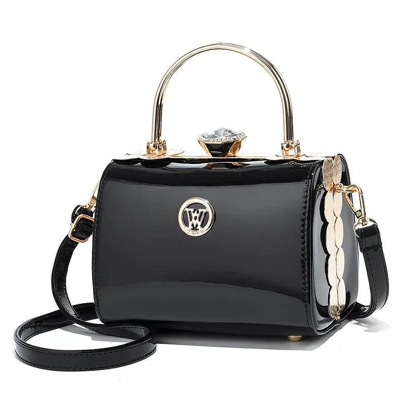 Elegant Small Square Bright Leather Handbag - High-Quality Women's Shoulder Bag