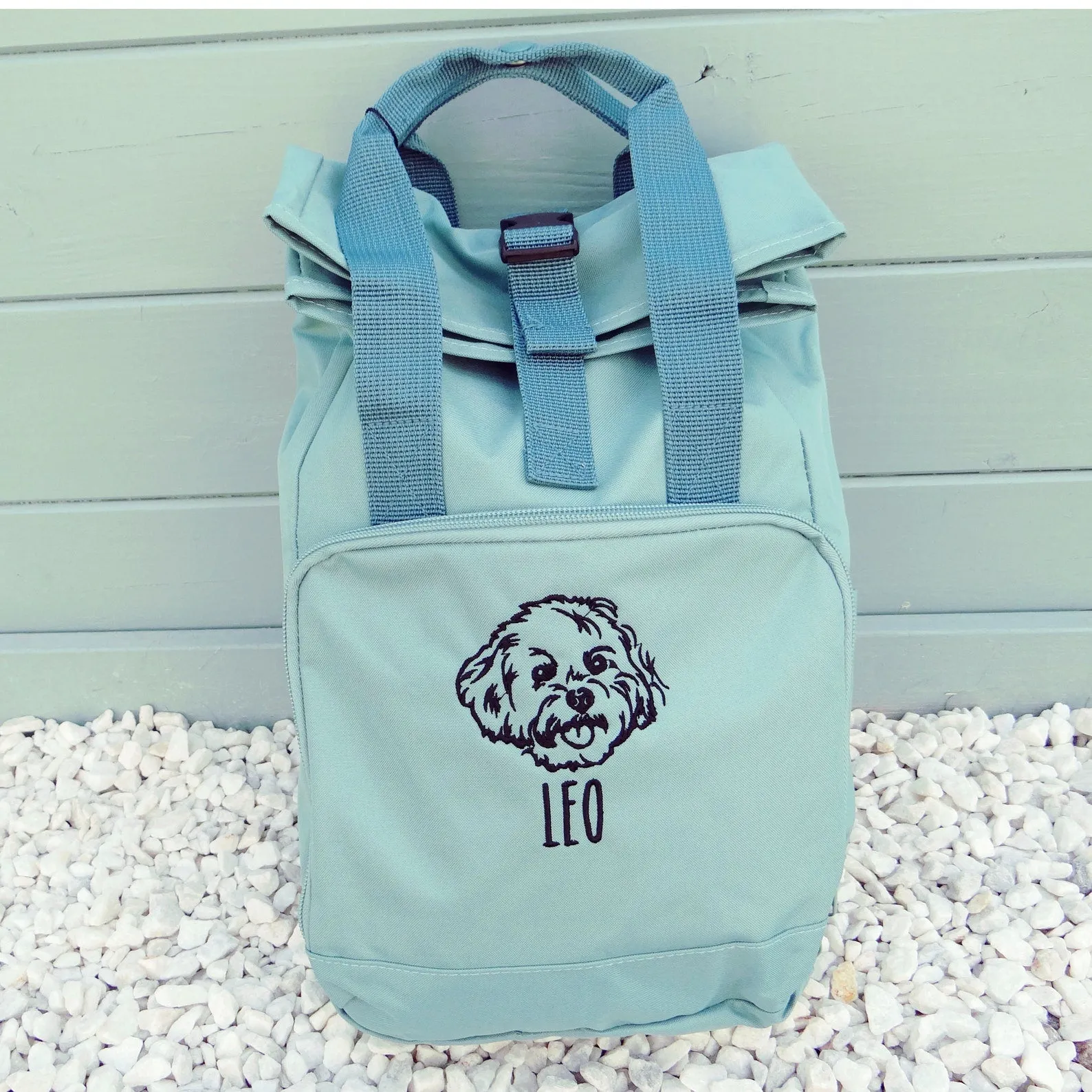Embroidered Pet Portrait Backpack , Custom Recycled Backpack, Pet Portrait Backpack ,Embroidered Backpack , Custom Backpack, Dog Walking Bag