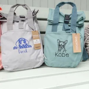 Embroidered Pet Portrait Backpack , Custom Recycled Backpack, Pet Portrait Backpack ,Embroidered Backpack , Custom Backpack, Dog Walking Bag
