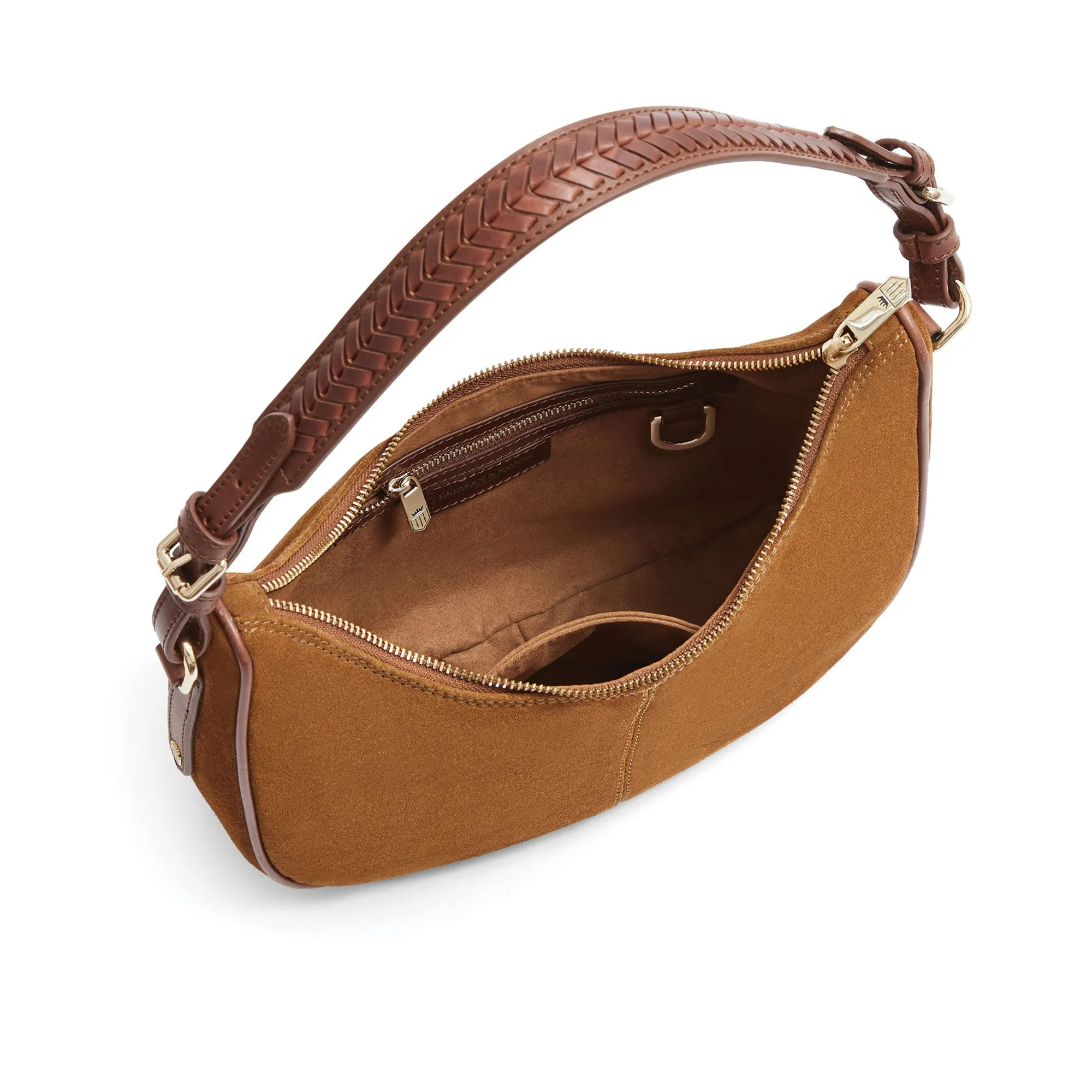Fairfax & Favor Tetbury Crescent Handbag - Tan Suede