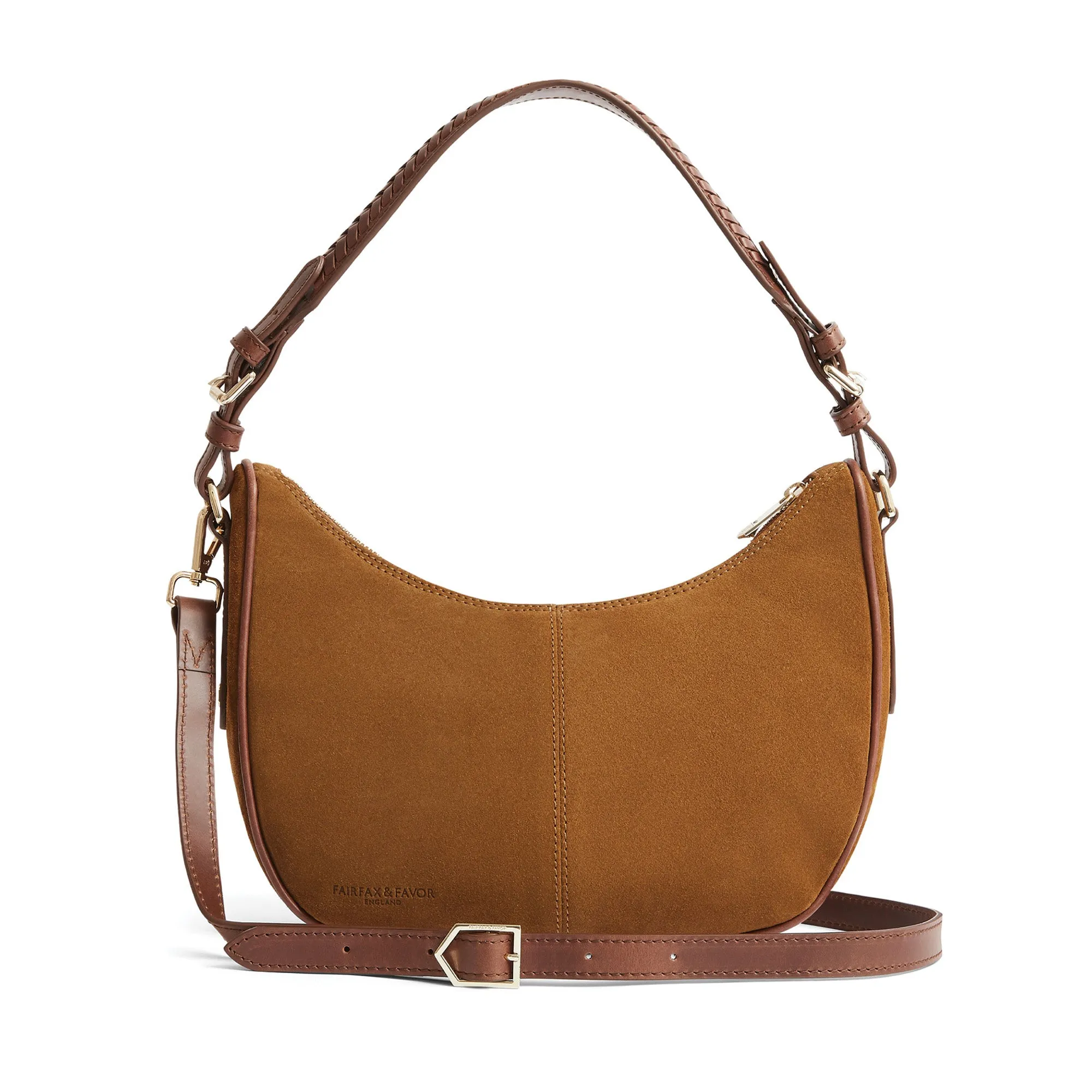 Fairfax & Favor Tetbury Crescent Handbag - Tan Suede