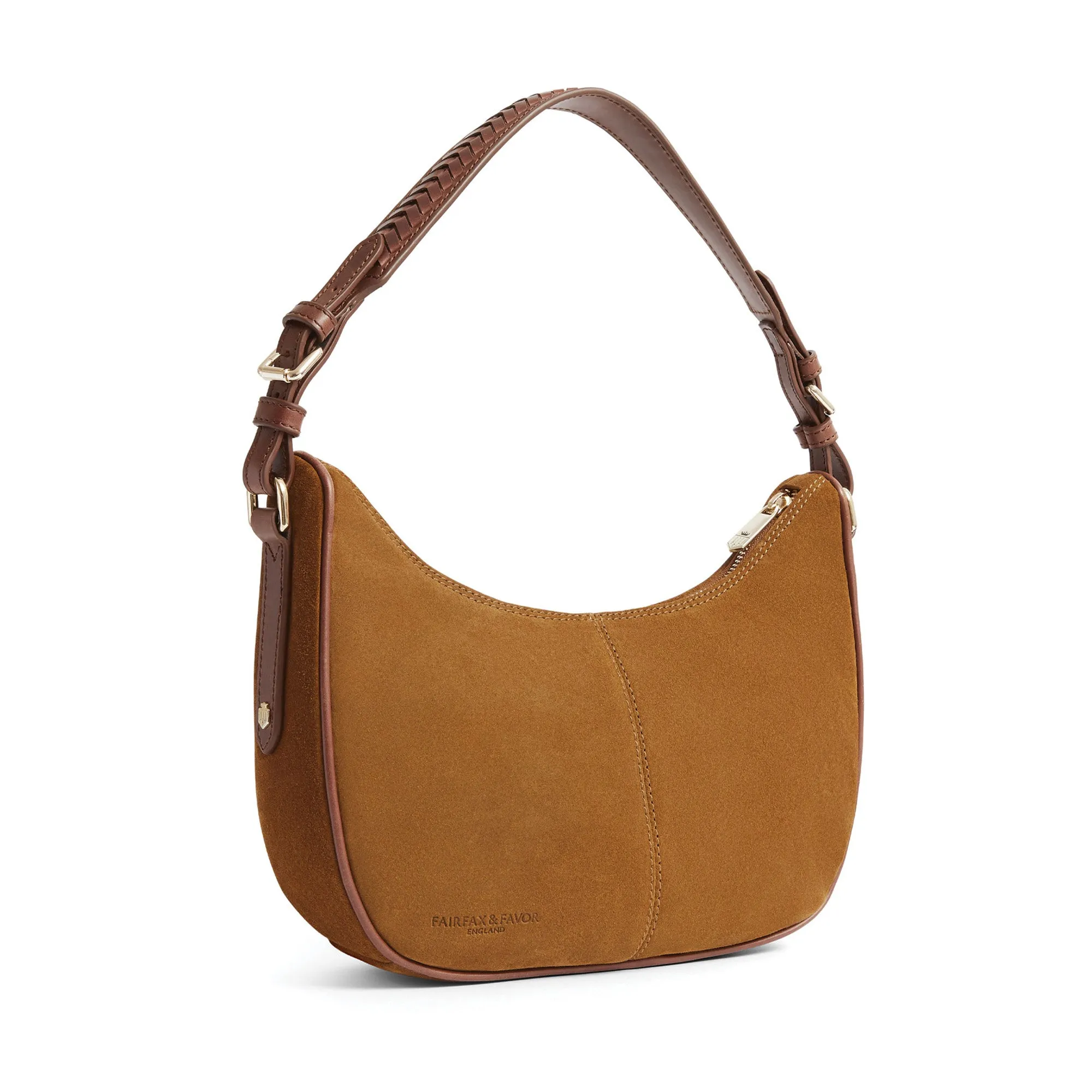 Fairfax & Favor Tetbury Crescent Handbag - Tan Suede