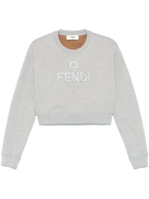 FENDI Cropped Logo Cotton Sweatshirt - Mini Fit