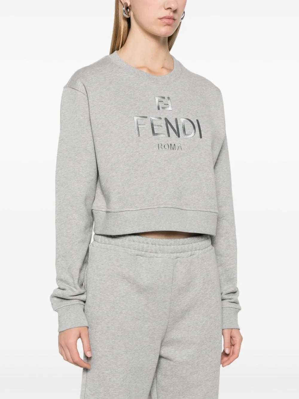 FENDI Cropped Logo Cotton Sweatshirt - Mini Fit