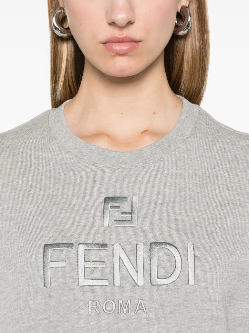 FENDI Cropped Logo Cotton Sweatshirt - Mini Fit