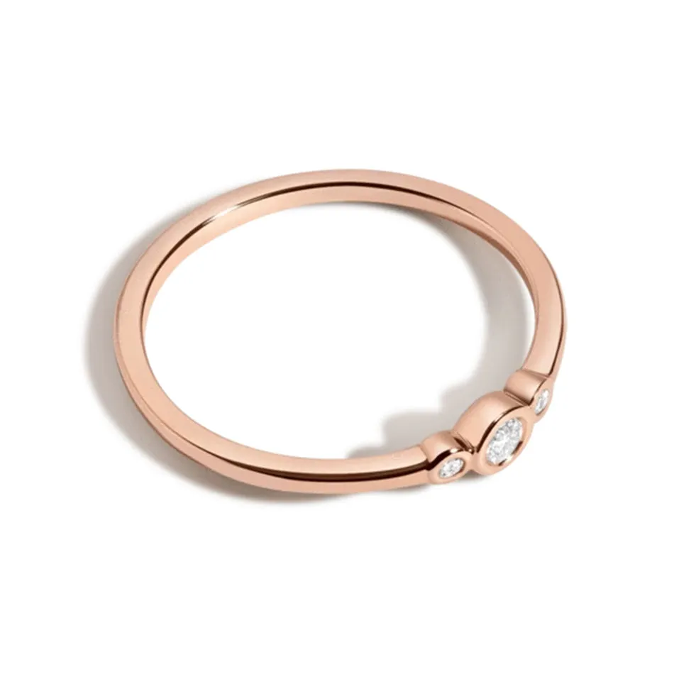 FJ0055 925 Sterling Silver Three  Diamond Bezel Ring