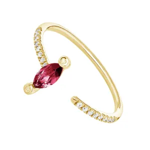 FJ0080 925 Sterling Silver  Red Crystal Open Ring