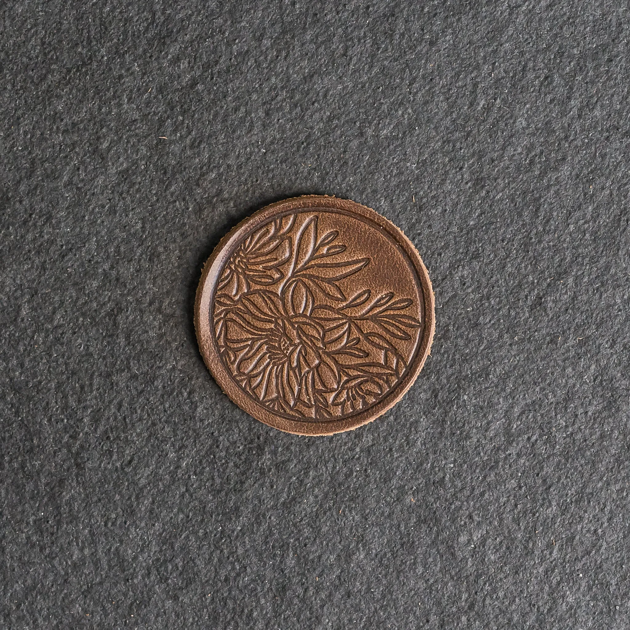 Floral Leather Patches with optional Velcro added - Circle