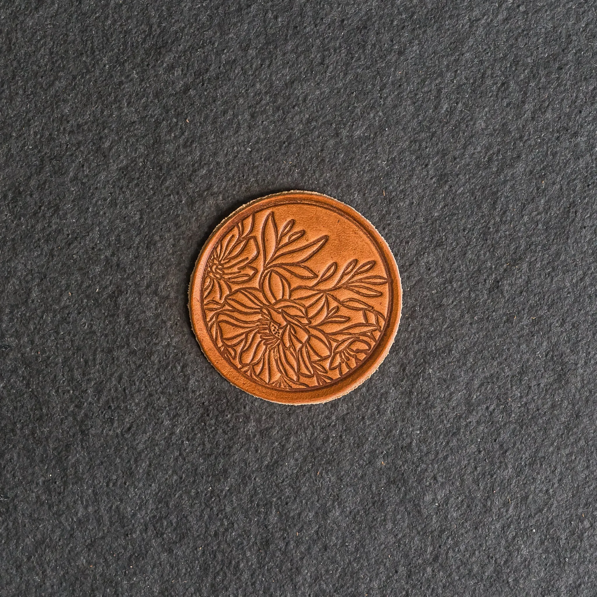 Floral Leather Patches with optional Velcro added - Circle