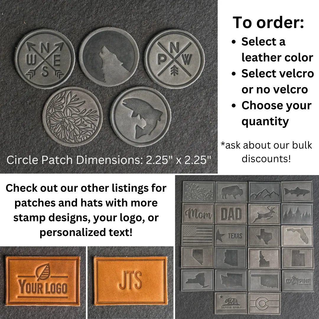 Floral Leather Patches with optional Velcro added - Circle