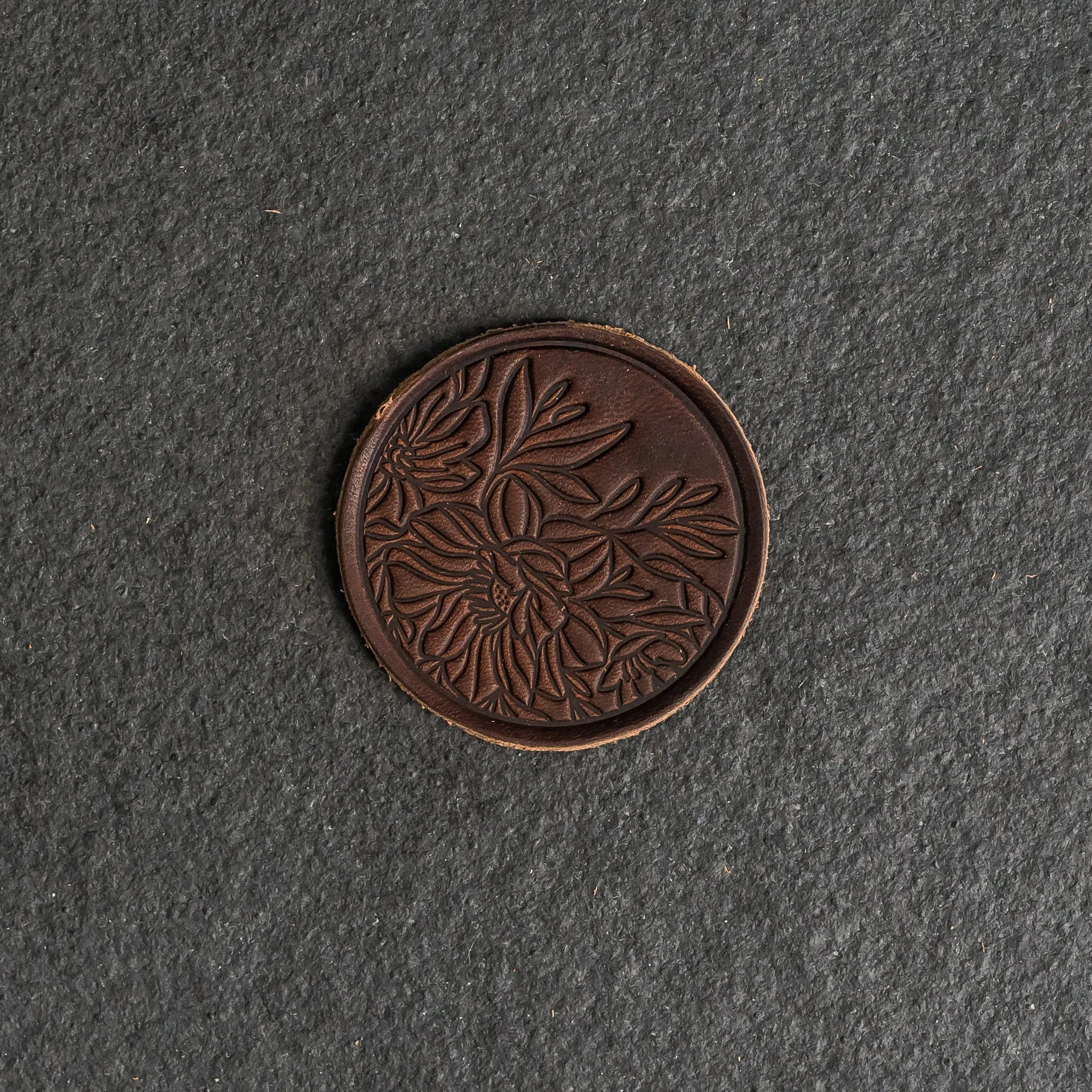 Floral Leather Patches with optional Velcro added - Circle