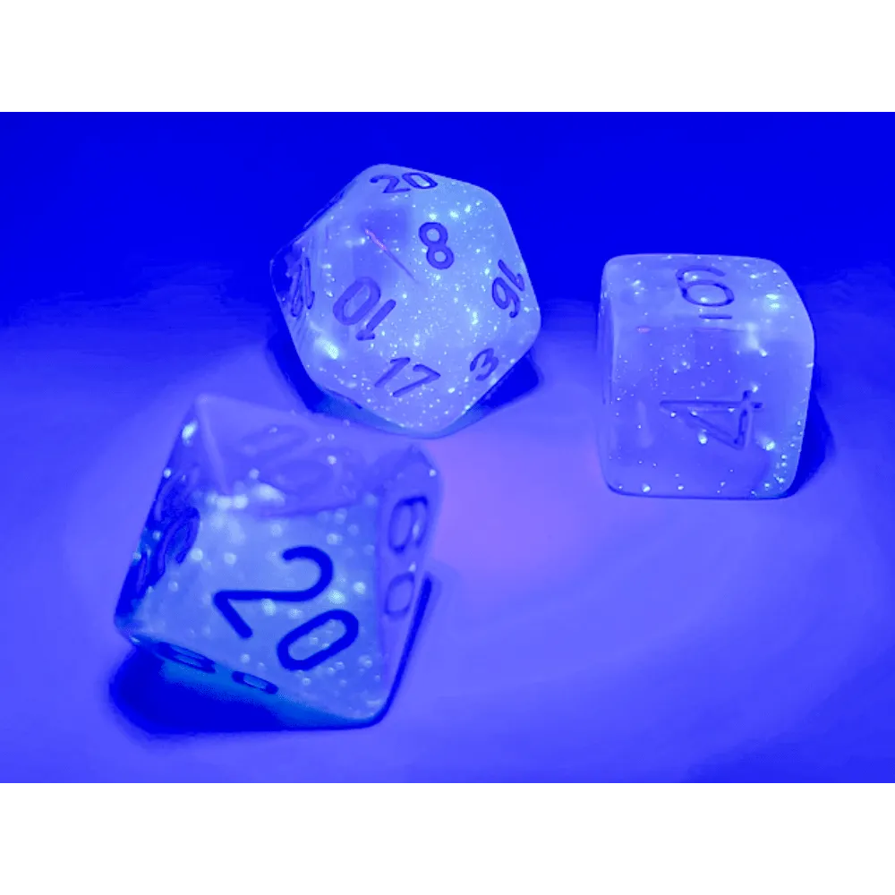 Gemini Polyhedral Gel Pearl Turquoise-White/blue Luminary 7-Die Set