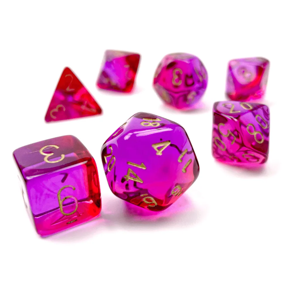 Gemini Polyhedral Translucent Red-Violet/gold 7-Die Set