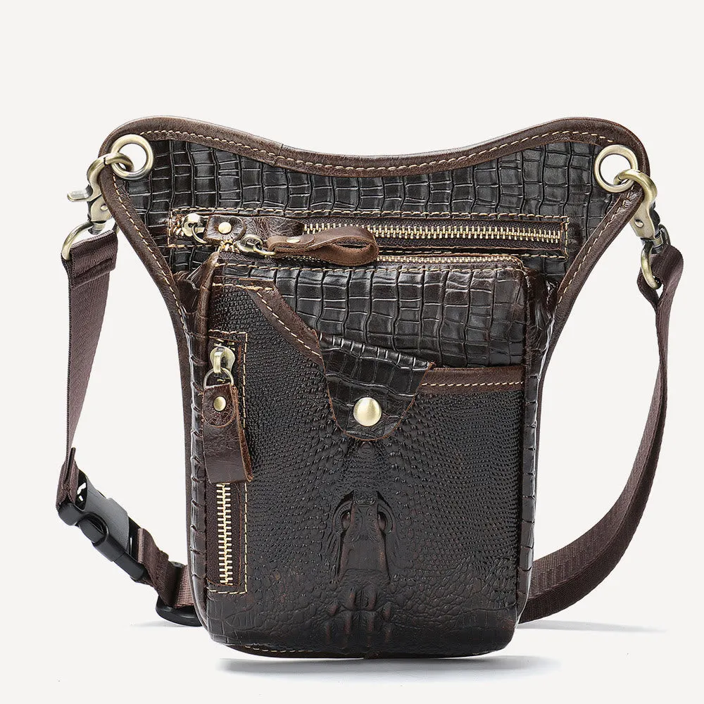 Genuine Leather Retro Waist Bag Thigh Bag with Leg Strap