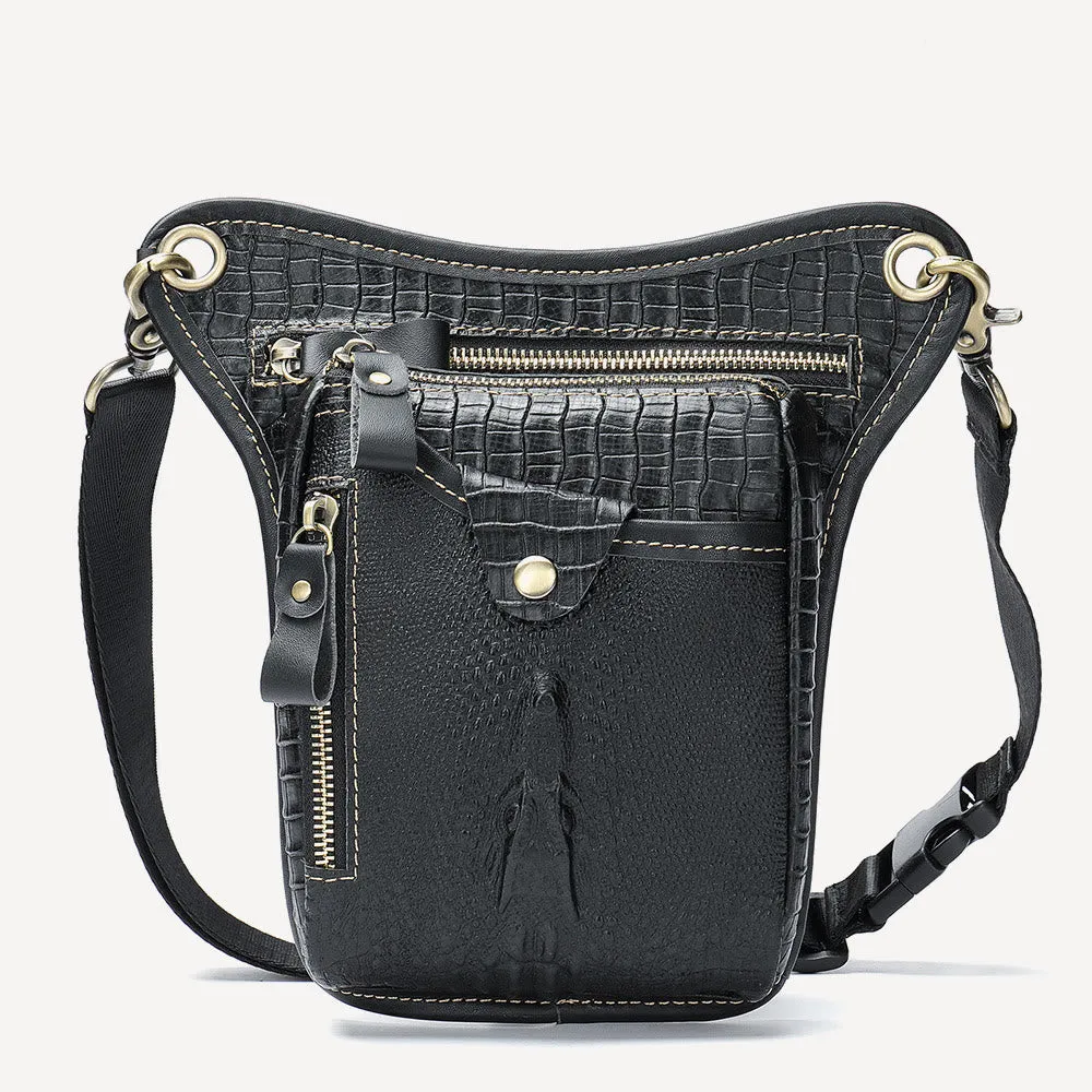 Genuine Leather Retro Waist Bag Thigh Bag with Leg Strap