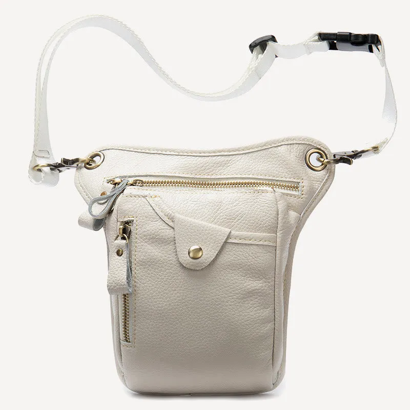 Genuine Leather Retro Waist Bag Thigh Bag with Leg Strap