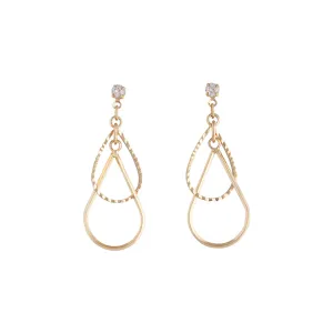 Gold Cubic Zirconia Diamond Cut Teardrop Earring