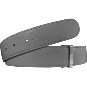 Gray Crocodile Textured Leather Belt
