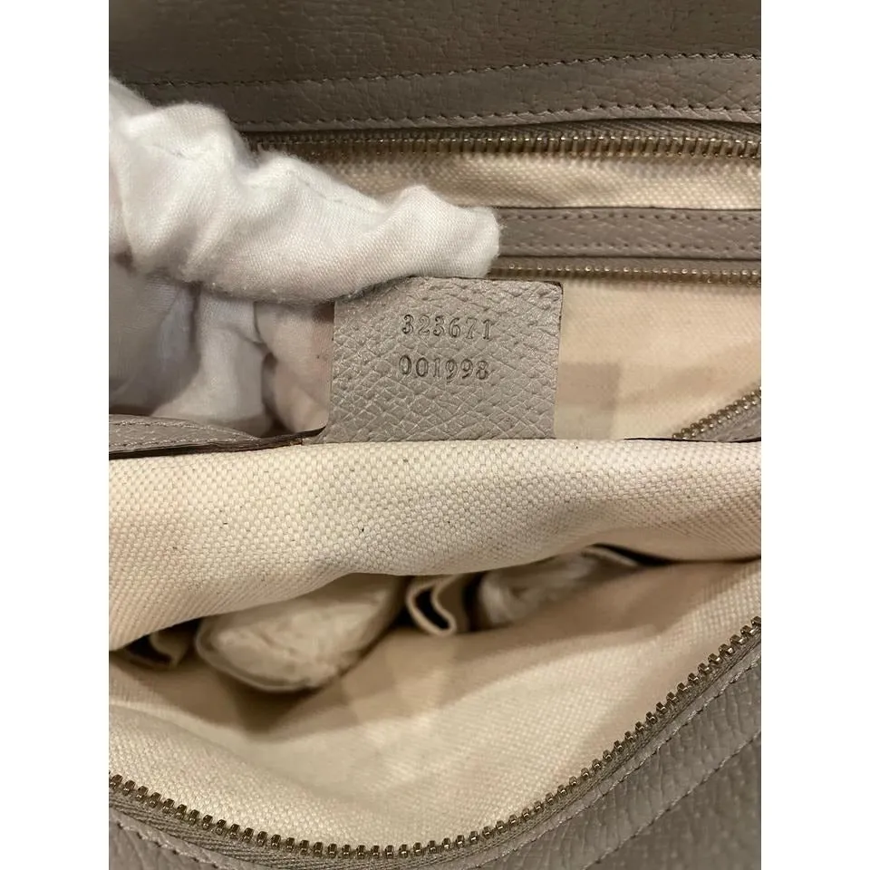 Gucci 'Bree' style, brown large Guccissima print canvas and silver grey leather satchel or tote style purse