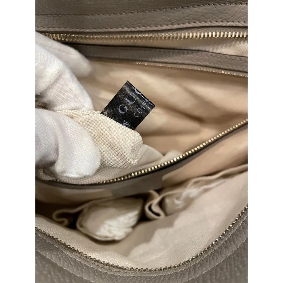 Gucci 'Bree' style, brown large Guccissima print canvas and silver grey leather satchel or tote style purse
