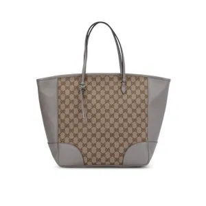 Gucci 'Bree' style, brown large Guccissima print canvas and silver grey leather satchel or tote style purse
