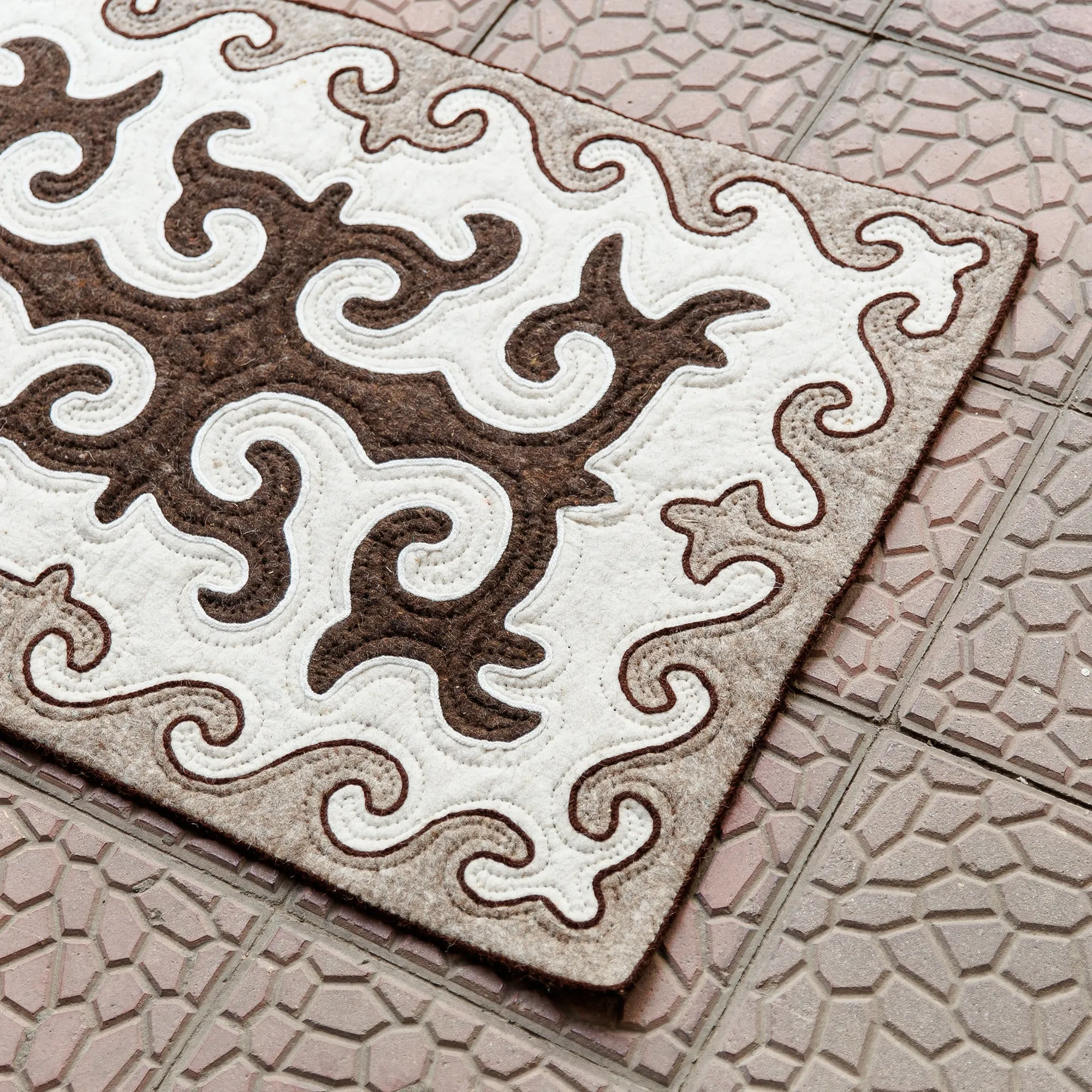 Handmade Shyrdak Wool Area Rug in Brown Hues (2x3.5) - Sylvan Majesty | NOVICA
