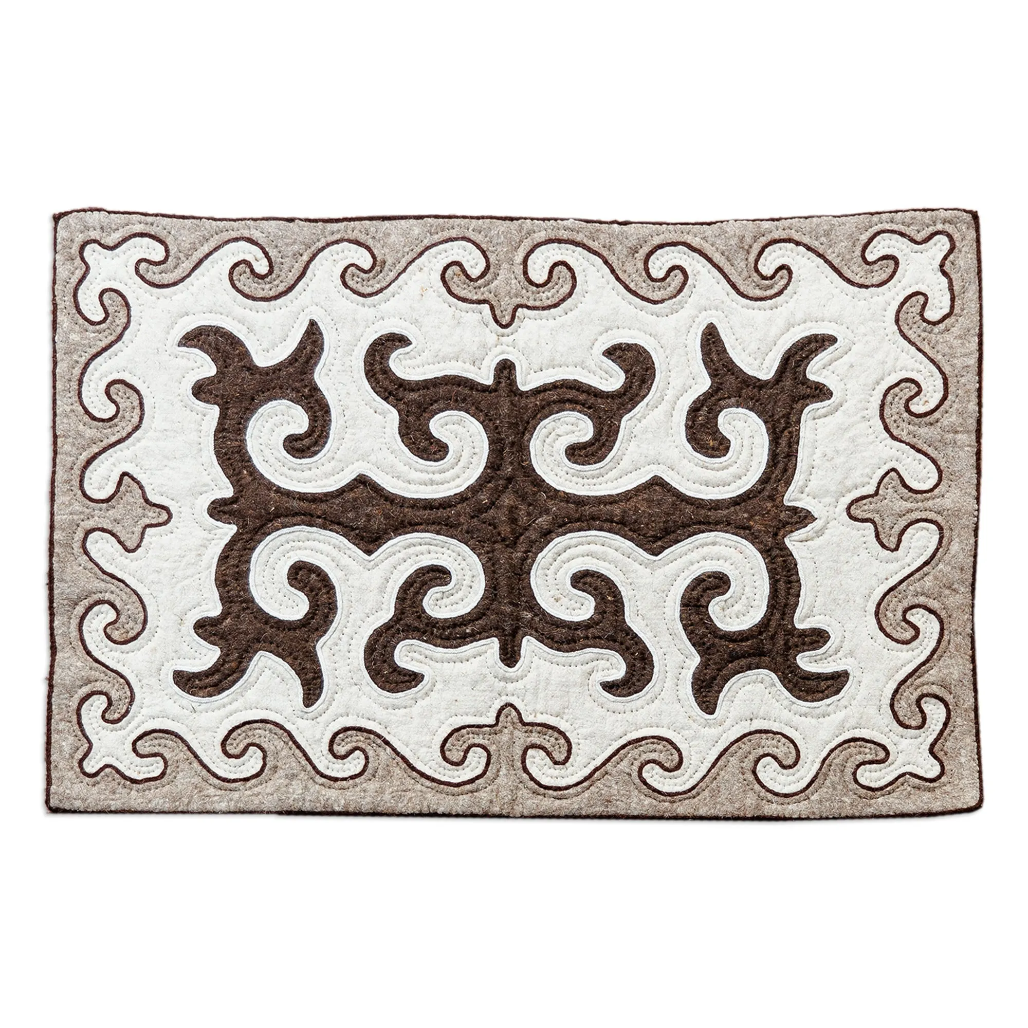 Handmade Shyrdak Wool Area Rug in Brown Hues (2x3.5) - Sylvan Majesty | NOVICA