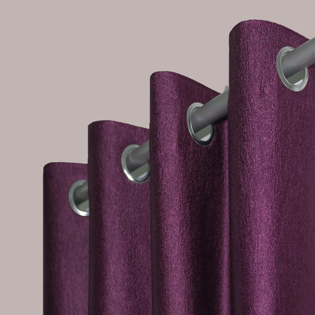 Heart Home Shining 6 Pieces Bloom Collection Jacquard Lavish and Modern Rich Plain Eyelet Ringtop Door Curtain for Bedroom and Hall - 7 Feet, (Purple) HEART472,Standard