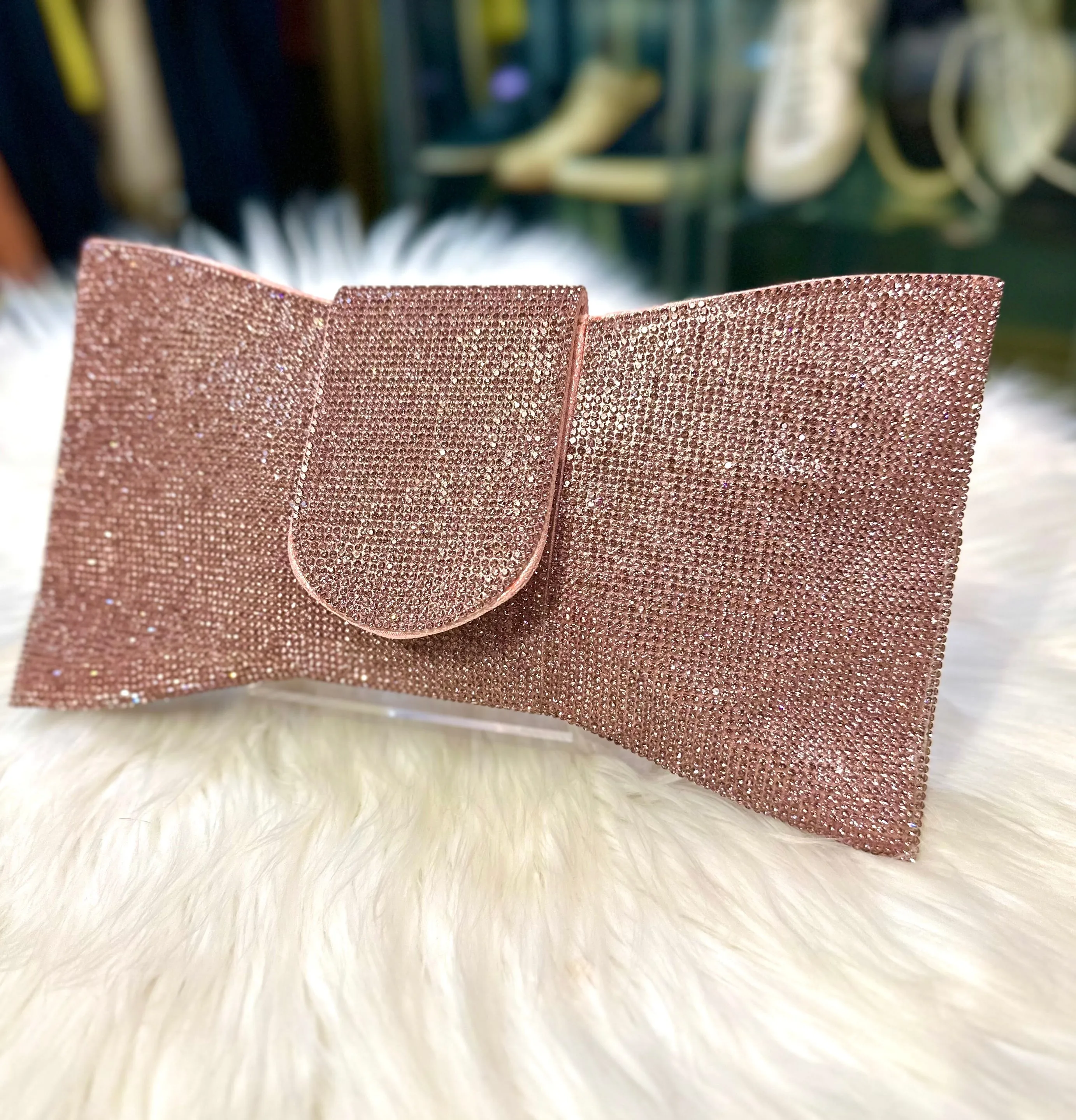 INK Pink Rhinestone Clutch (PREOWNED)