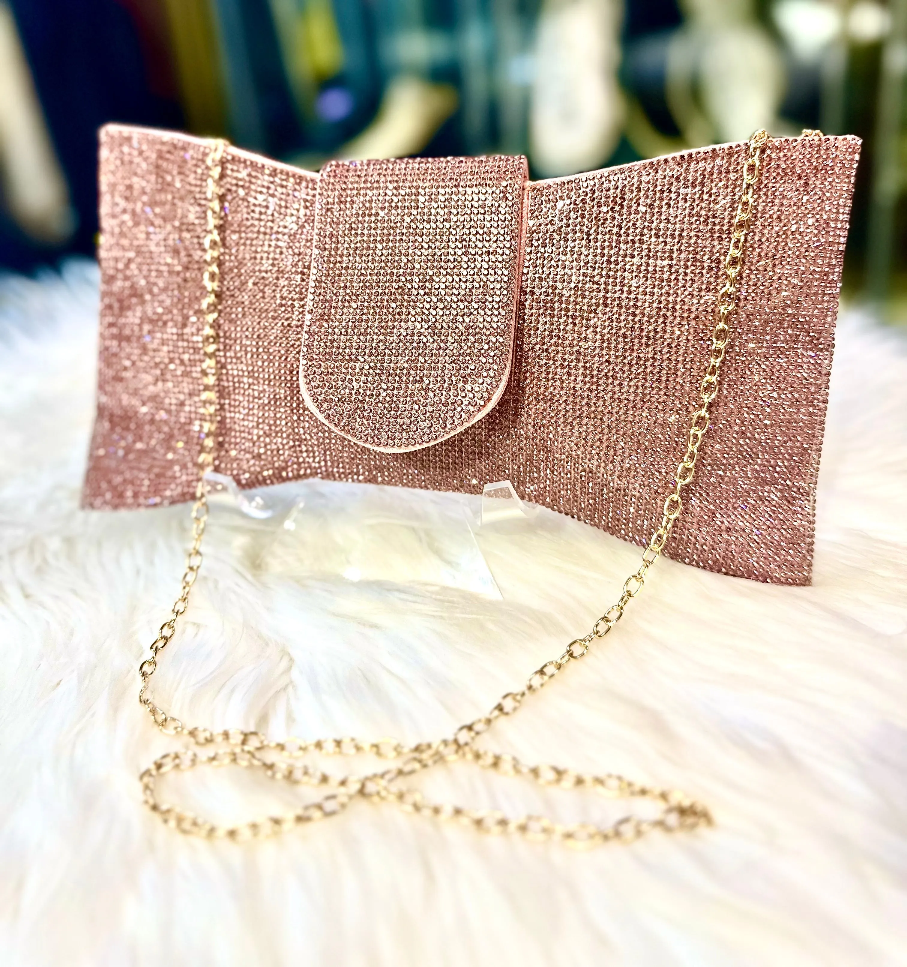 INK Pink Rhinestone Clutch (PREOWNED)