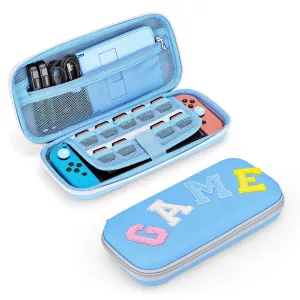 innoAura Switch/OLED Case for NS, 16 in 1 Switch Accessories Bundles (Blue-grey Splicing)