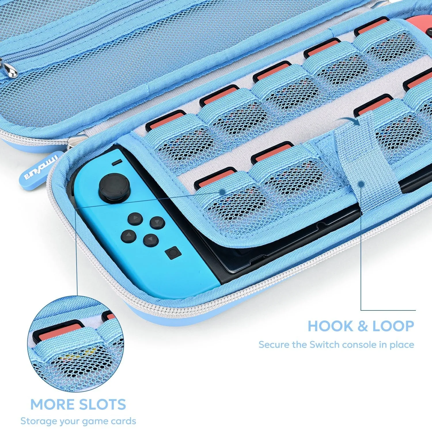 innoAura Switch/OLED Case for NS, 16 in 1 Switch Accessories Bundles (Blue-grey Splicing)
