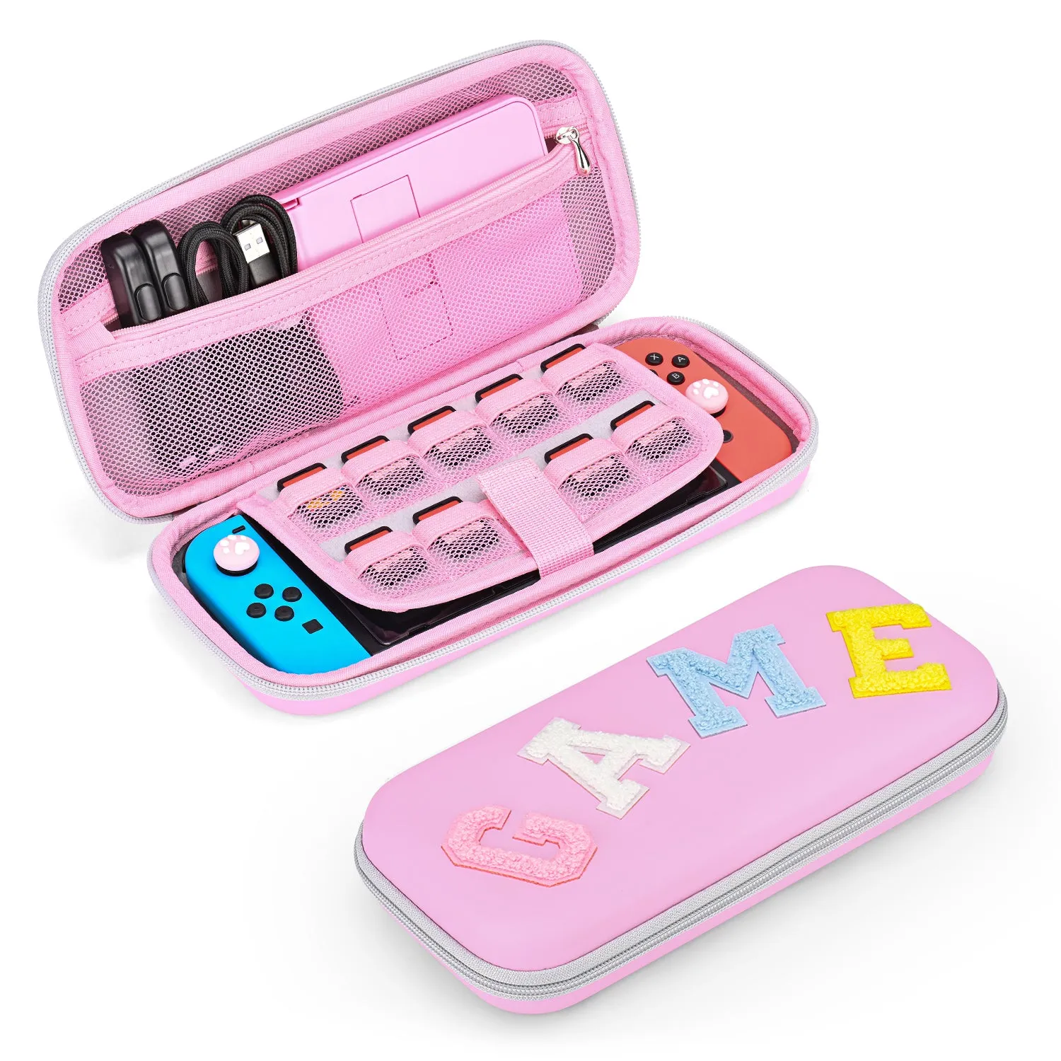 innoAura Switch/OLED Case for NS, 16 in 1 Switch Accessories Bundles (Blue-grey Splicing)