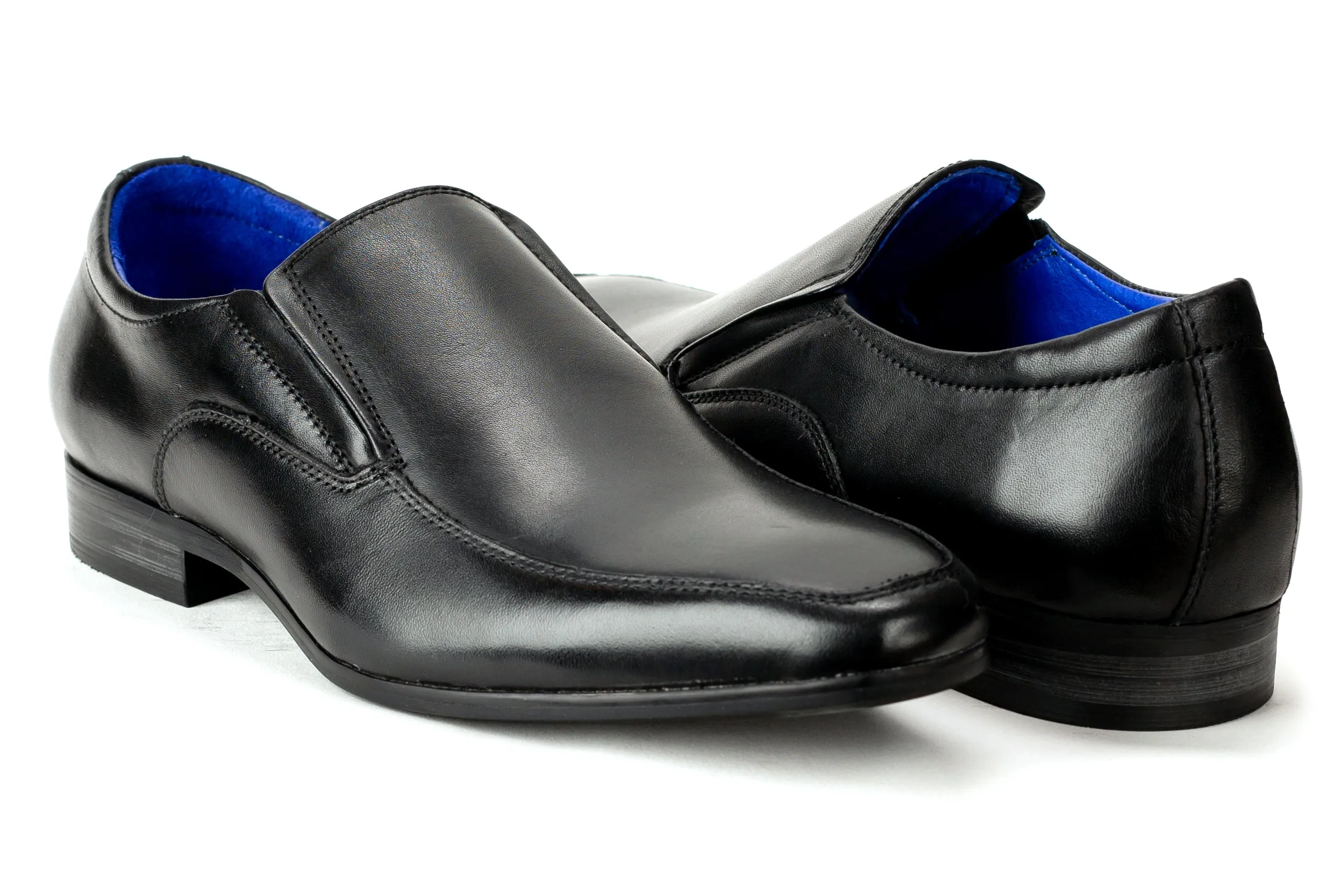 Irving - Regal Men's Dress Black Leather Slip On Shoe Apron Toe Thin Elegant Rubber Sole