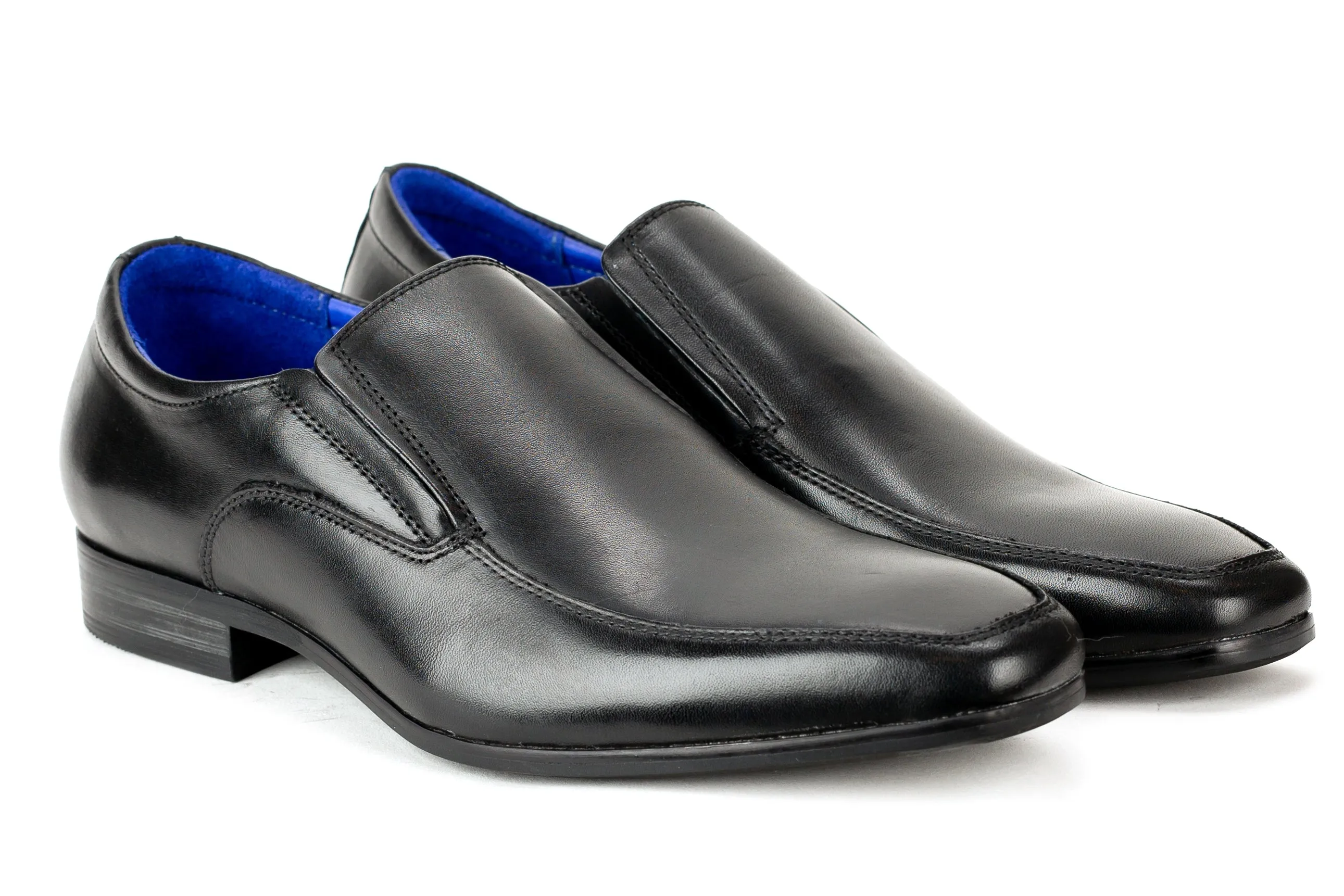 Irving - Regal Men's Dress Black Leather Slip On Shoe Apron Toe Thin Elegant Rubber Sole