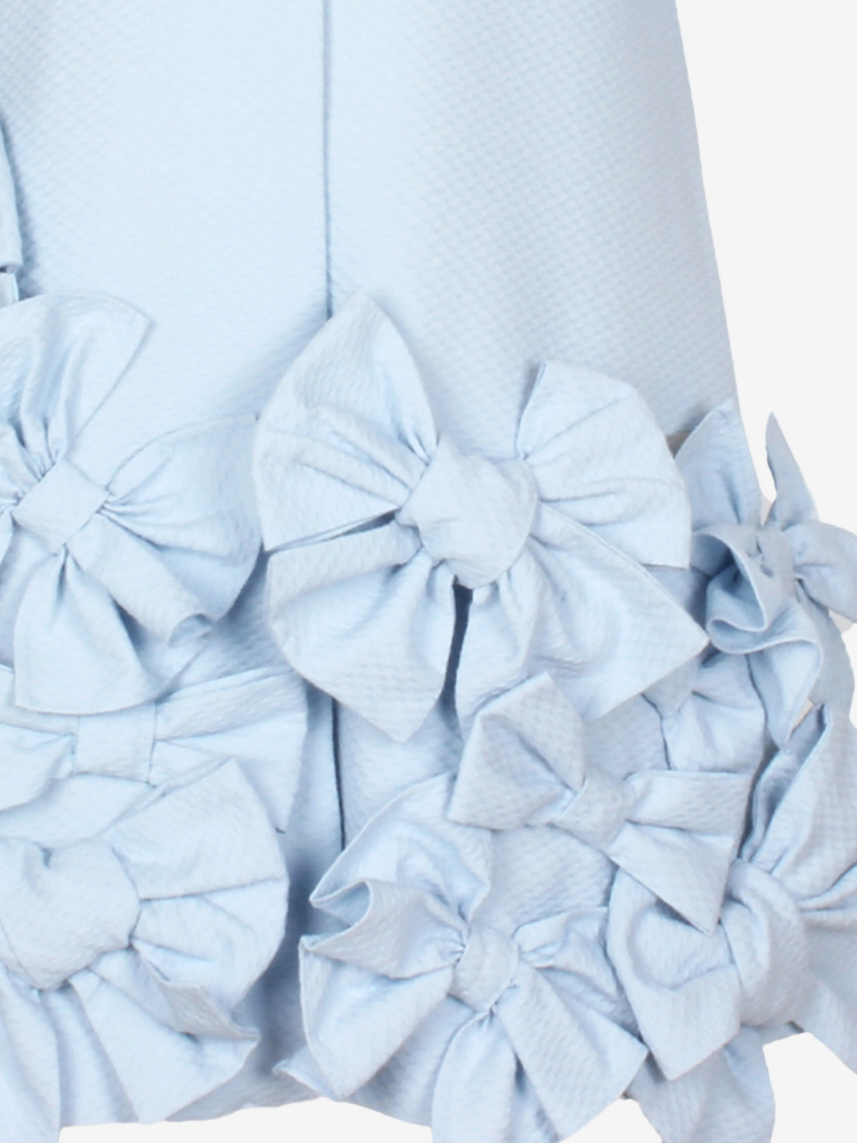 Jessie And James Girls Dotty Jacquard Bow Tie Dress in Blue