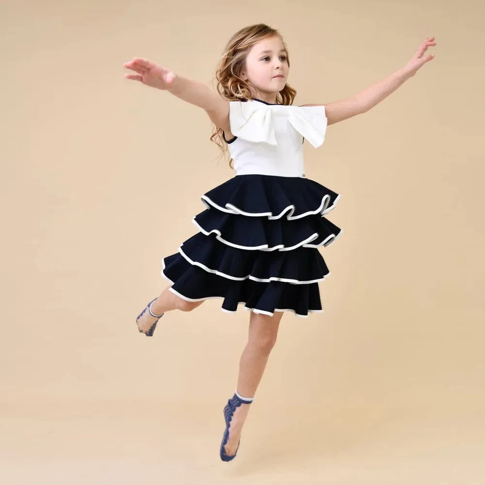 Jessie And James Girls Firebird Dress in Navy
