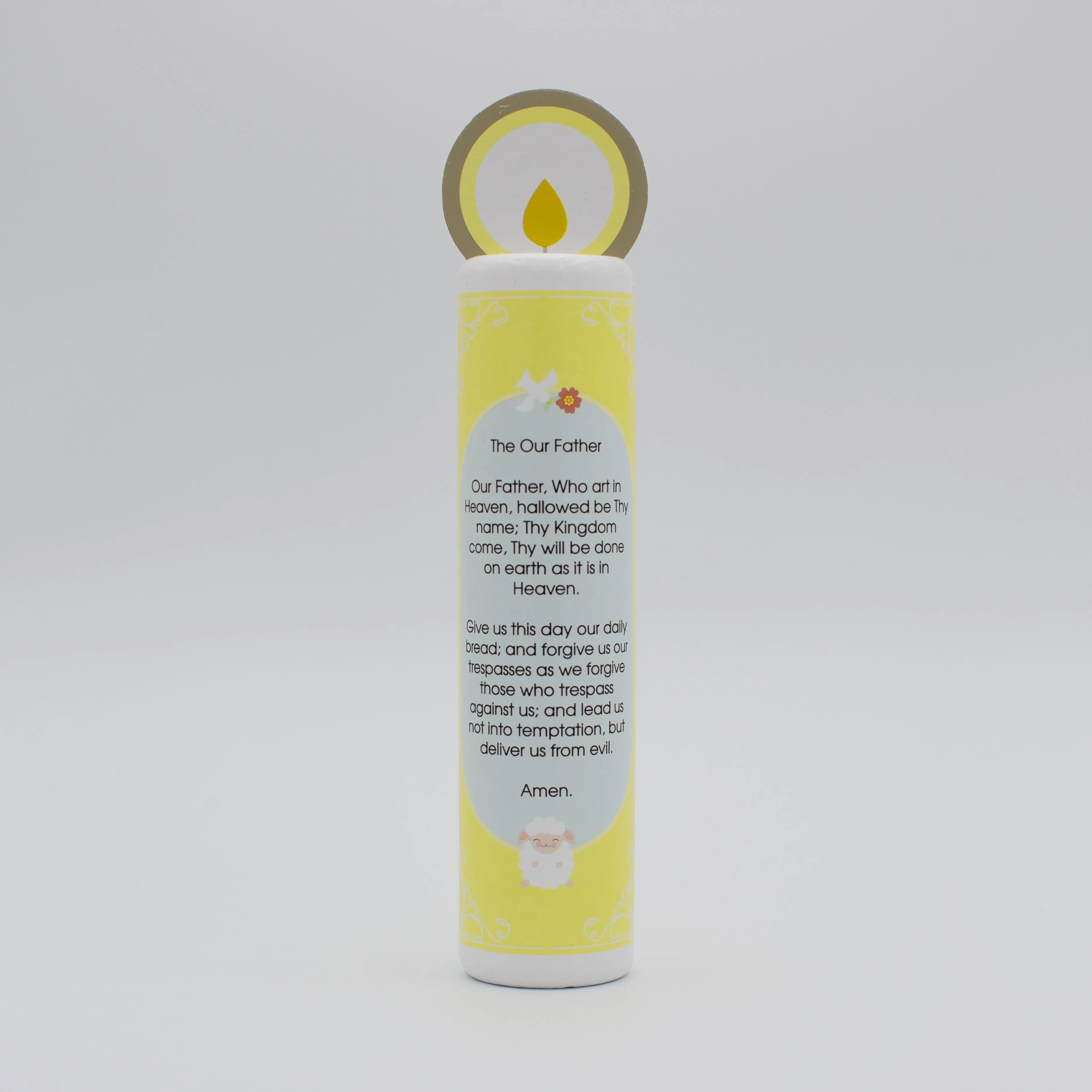 Jesus Christ, The Good Shepherd (The Our Father) Wooden Prayer Candle