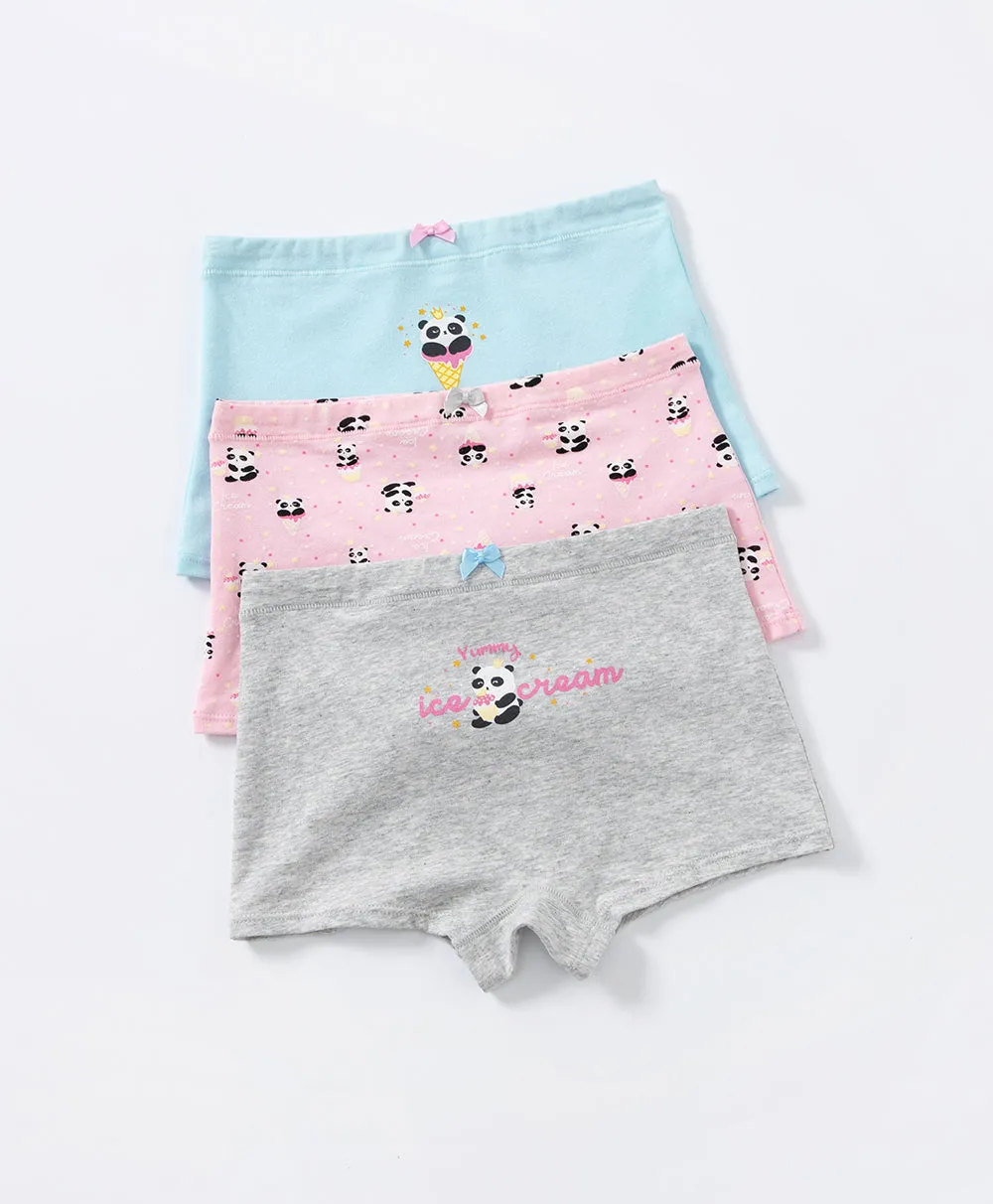 Junior Panda & Ice Cream Girl Boxshort 3-pack Panties