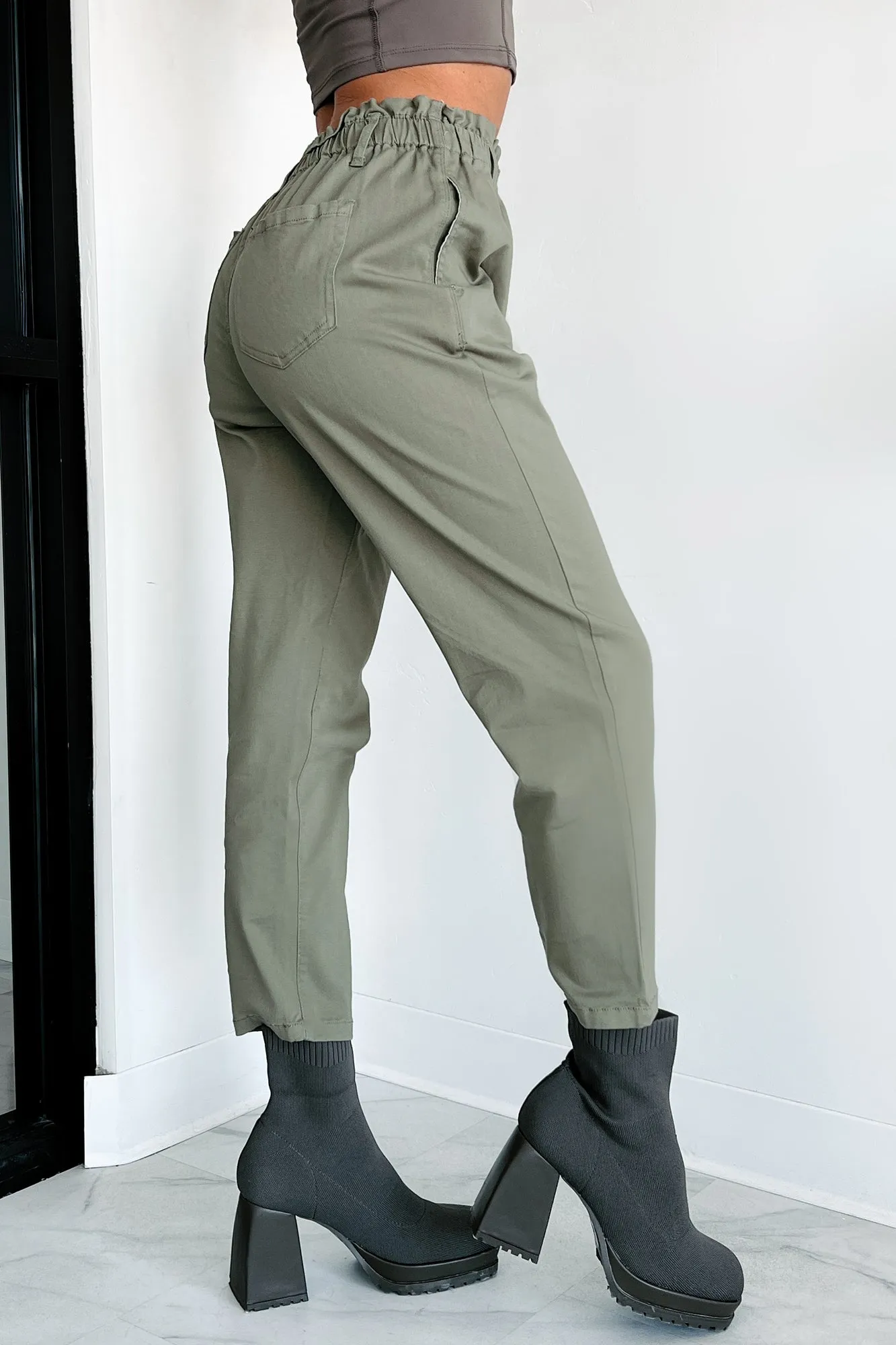 Just The Facts Paper Bag Pants (Olive)