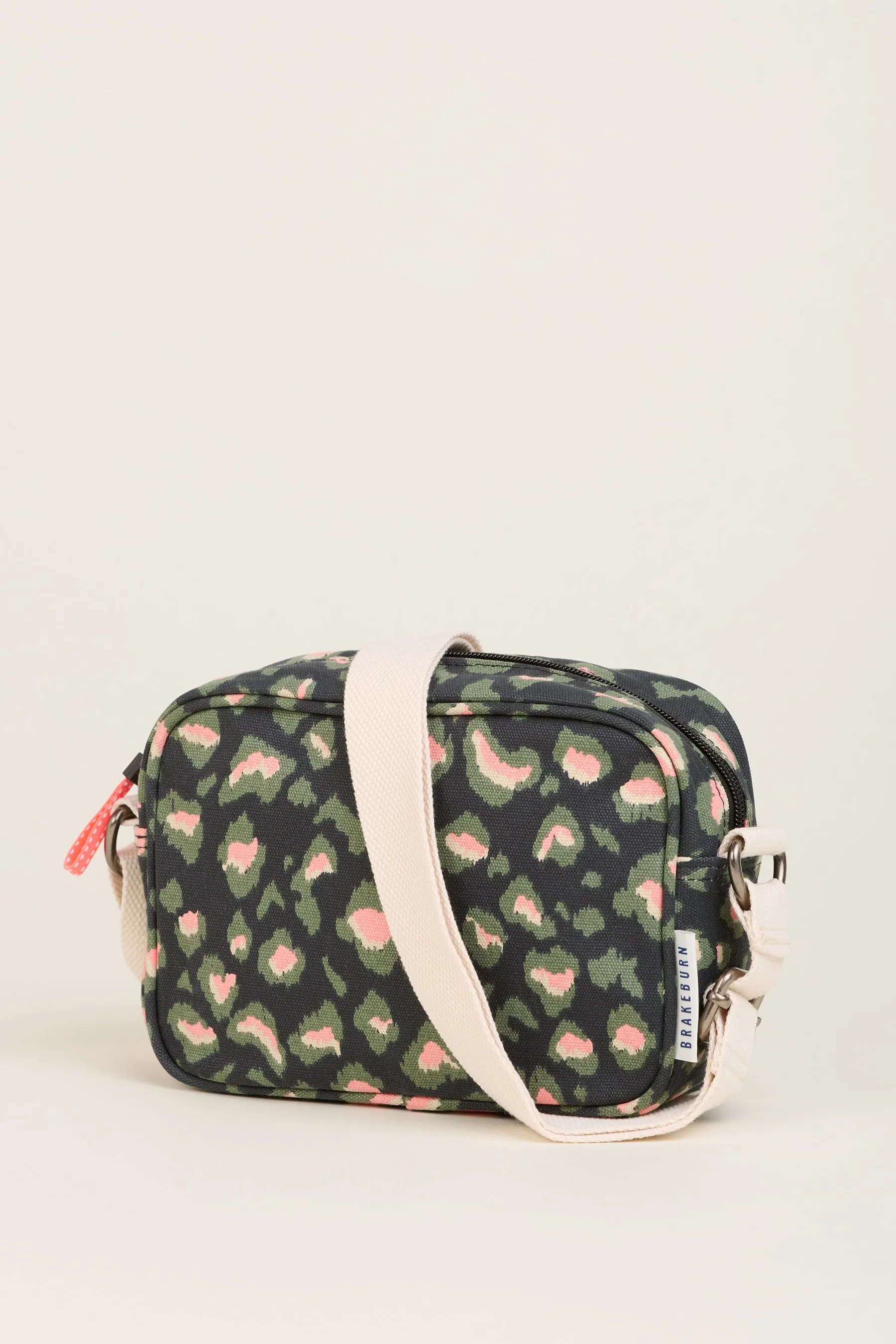 Khaki Leopard Print Medium Camera Crossbody Bag