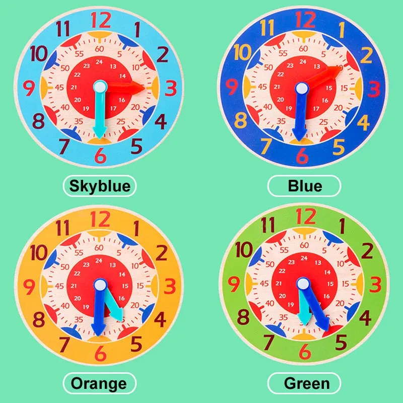Kids Montessori Wooden Clock Toys Hour Minute Second Cognition Time Learning Teaching Aids Educational Toys for Children