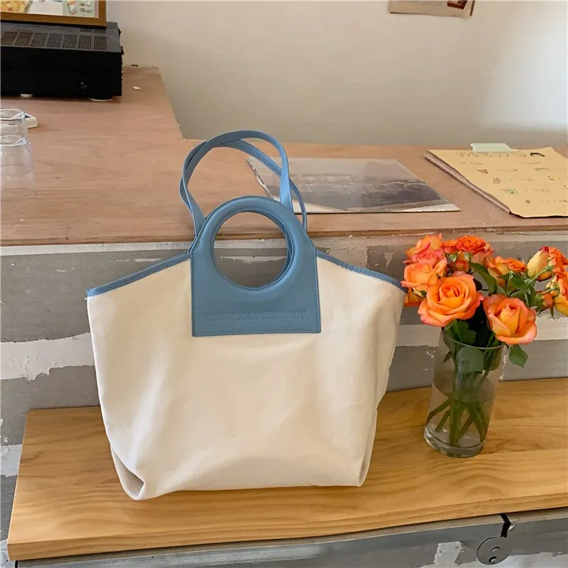 Korean Patchwork Designer women big totes Casual Canvas ladies Handbag large Capacity Mommy Shopper bags female Shoulder Bag