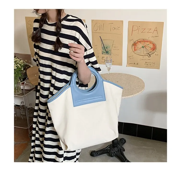 Korean Patchwork Designer women big totes Casual Canvas ladies Handbag large Capacity Mommy Shopper bags female Shoulder Bag