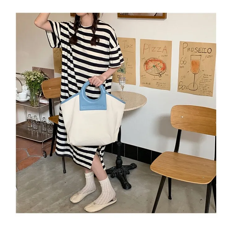 Korean Patchwork Designer women big totes Casual Canvas ladies Handbag large Capacity Mommy Shopper bags female Shoulder Bag