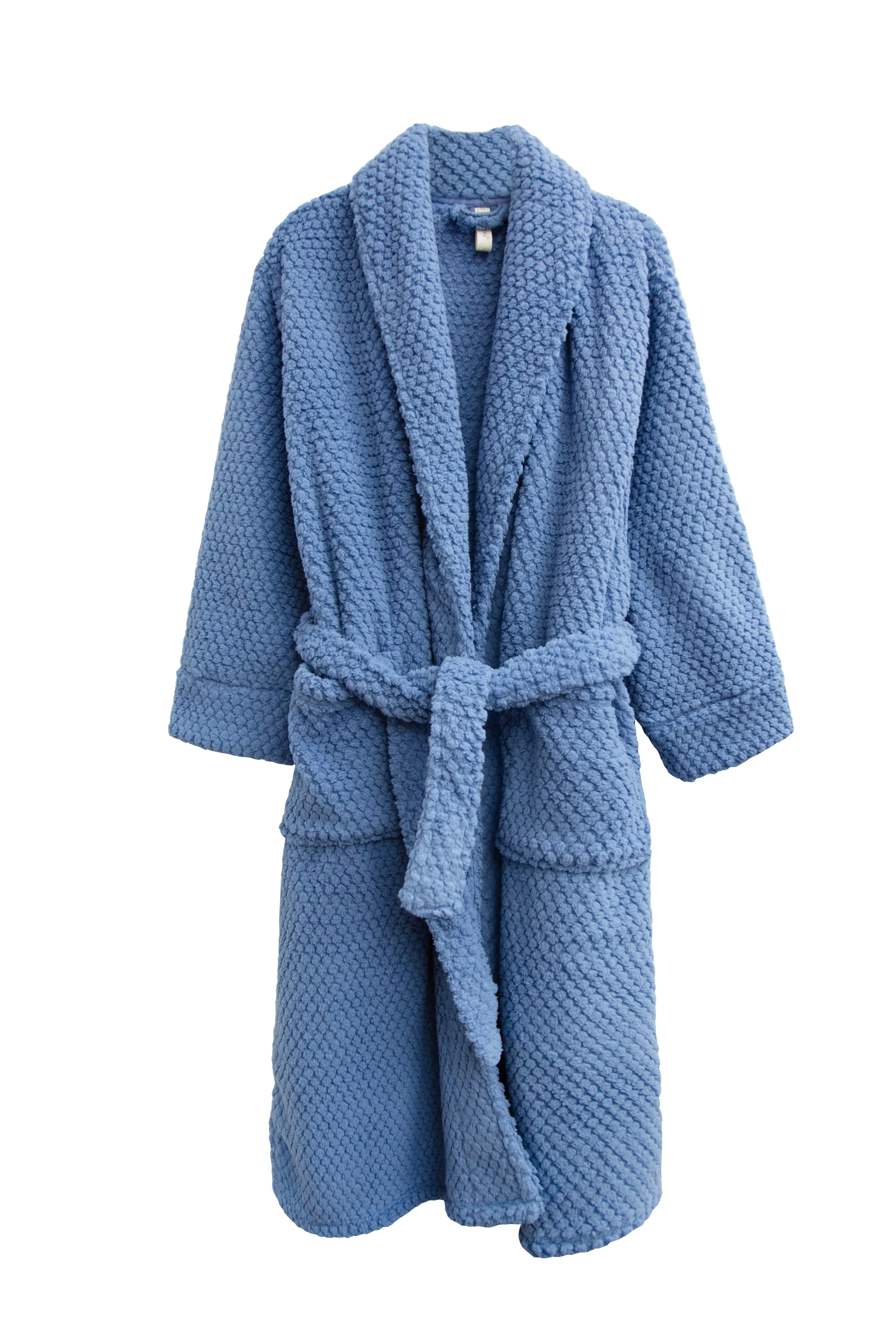 La Cera Plus Size Honeycomb Textured Fleece Wrap Robe
