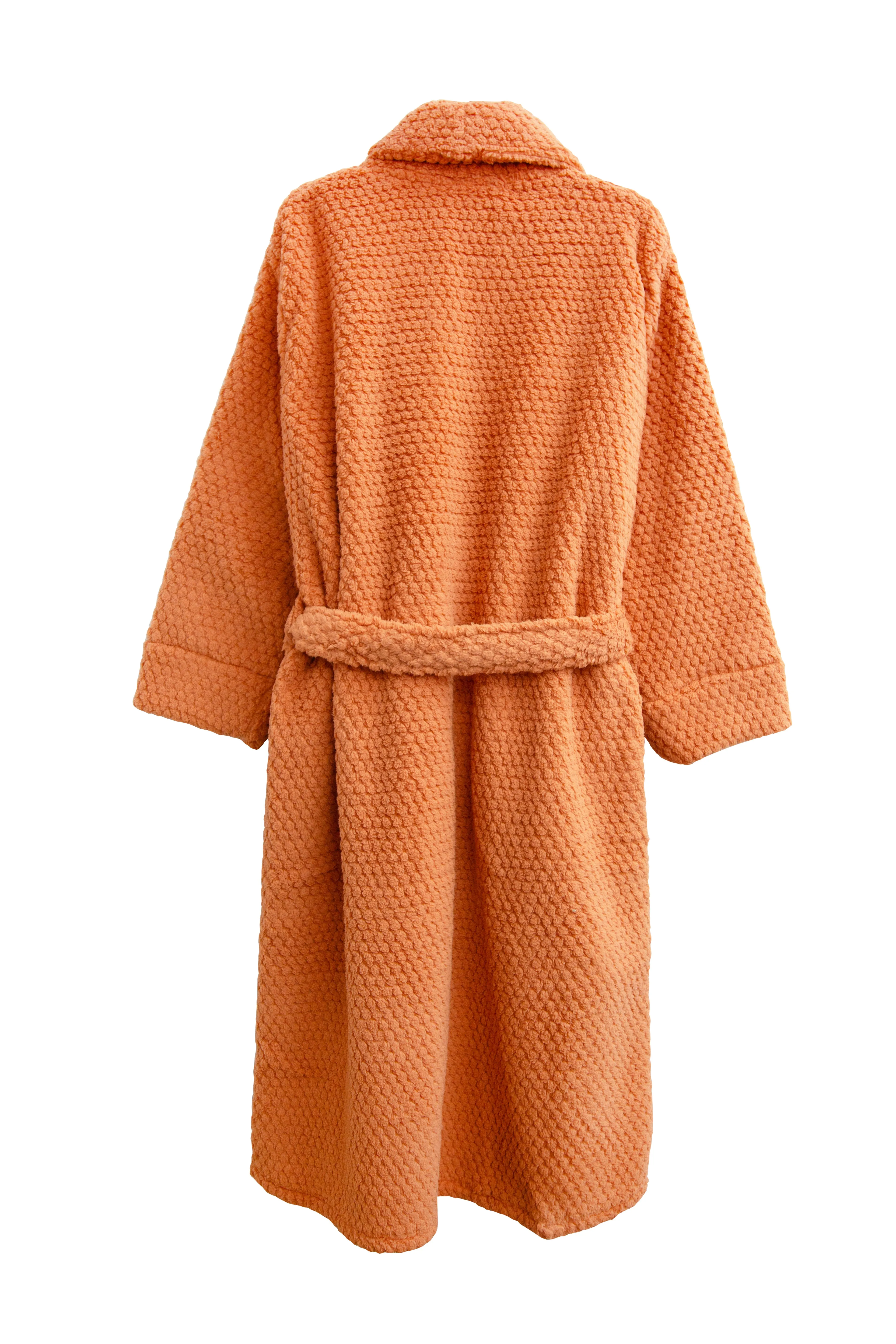 La Cera Plus Size Honeycomb Textured Fleece Wrap Robe